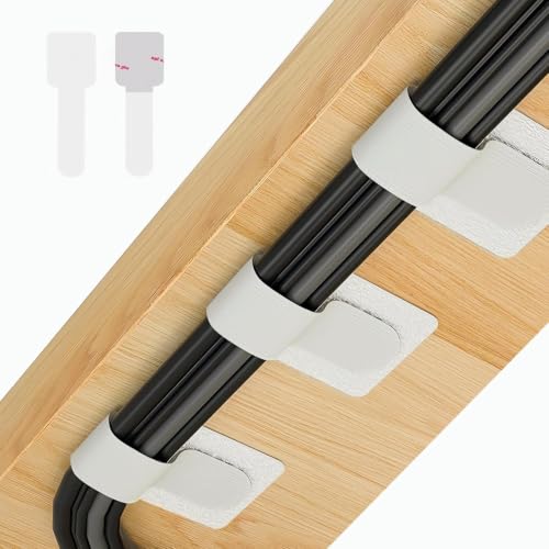 50 paquetes de abrazaderas de cable con gancho y bucle, clips adhesivos para cables con respaldo autoadhesivo, organizador de cables para escritorio, TV, PC, portátil y ethernet (blanco) miniatura 1