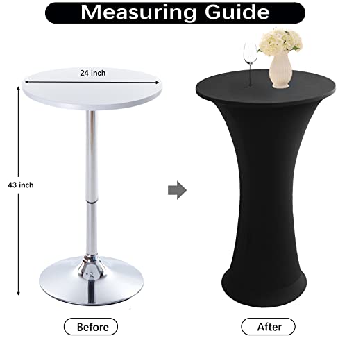 Image of Cocktail Table Covers - 2 Pack 24 inchx43 inch Fitted Highboy Table Cloth - Black