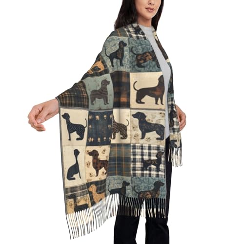 Funny Dachshund Winter Soft Scarf Cute Sausage Dog Womens Warm Shawls Lively Puppy Cozy Tassel Scarf4