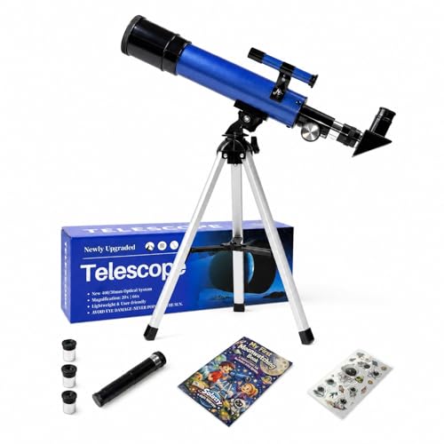 Sobrzy Telescope for Kids 8–12, Beginner Kids Telescope 50mm Aperture with Tripod, 2 Eyepieces & Finder Scope, 100x Magnification, STEM Educational Gift for Boys & Girls, Blue
