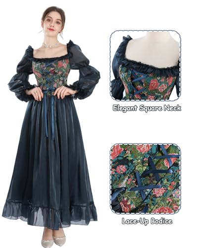 Image of NSPSTT Women Girls American Pioneer Colonial Dress Prairie Costume