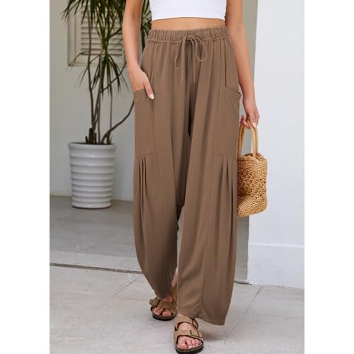 Duyang Women Linen Wide Leg Pants Casual Summer Palazzo Pants Beach Vacation Outfits Flowy Loose Trousers with Pockets4
