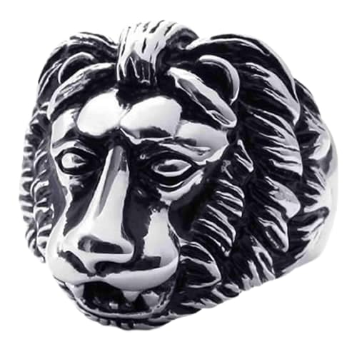 Anneau vintage bague tribal rétro lion pour homme motard t64