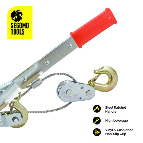 Segomo Tools 4 Ton Heavy Duty 3 Hook Steel Cable Dual Gear Power