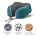 napfun Neck Pillow for Traveling, Upgraded Travel Neck Pillow for Airplane 100% Pure Memory Foam Travel Pillow for Flight Headrest Sleep, Portable Plane Accessories, Teal Striped Kit