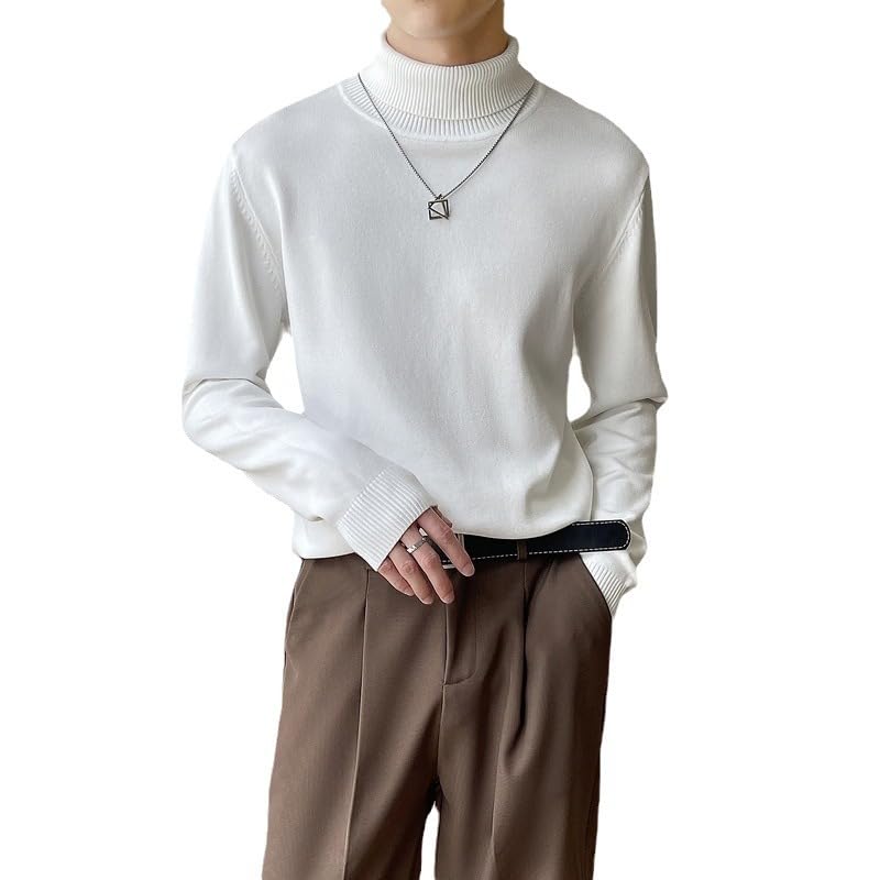 Turtleneck Sweater for Men in Autumn and Winter Thickened Pullover Sweater Hong Kong Style Casual Base Layer2