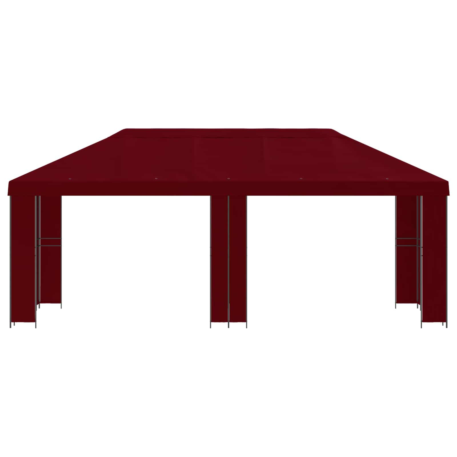 Pawilon ogrodowy, bordowy, 6 x 3 m, wykonany z poliestru i stali malowanej proszkowo 190 GSM, namiot imprezowy z daszkiem cyrkulacyjnym na taras, imprezy na świeżym powietrzu i ochrona