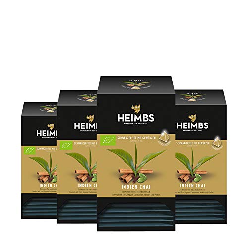 HEIMBS Bio Indien Chai, 20 Pyramidenbeutel, 4er Pack
