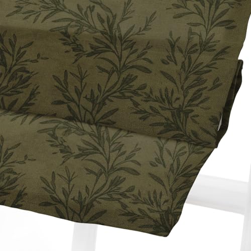 Image of TWOPAGES No Drill Cordless Vintage Leaf Print Roman Shades Linen Textured Roman Blinds for Windows, Custom Made Room Darkening Light Filtering Roman Window Shades, Brown Olive, 1 Piece