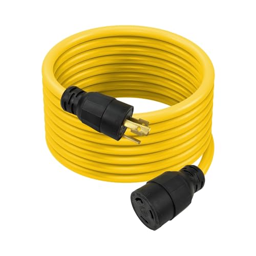 EP 30 Ft 30-Amp Generator Extension Cord 3-Prong 125V 3750W NEMA L5-30P/R 10 Gauge SJTW Twist Lock Heavy Duty Power Cord for House RV Black