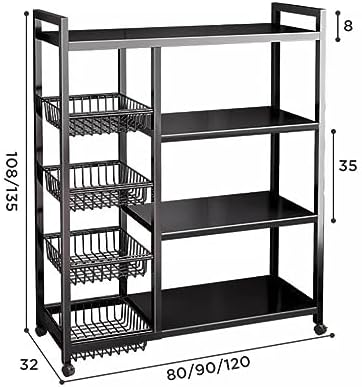 Heavy Duty 4-Tier Metal Shelving Unit on Wheels, Adjustable Height Mobile Utility Cart for Kitchen, Pantry, and Basement Organization