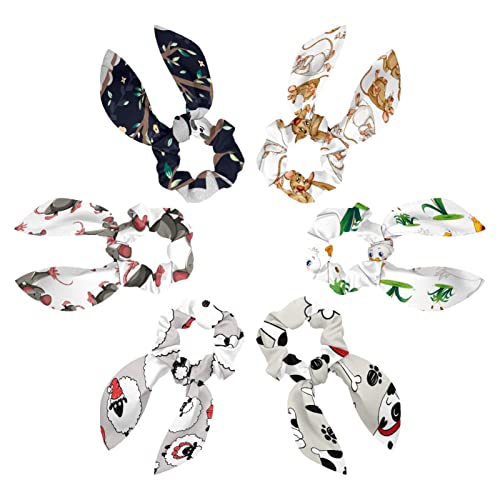 Élastique chouchou cheveux nœud souris lot de 6 anti casse pour coiffure queue de cheval fille