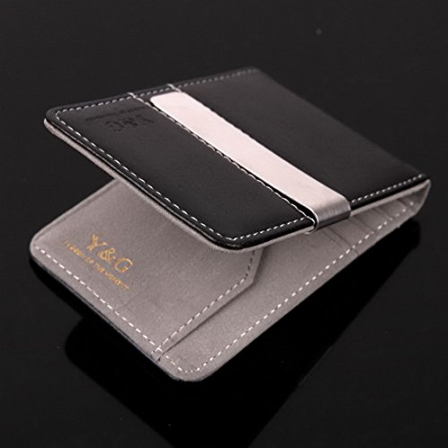 Y&G YCC1005 Gray Black Leather Wallet Money Clip 15 Card Holder Designer For Mens Perfect Economics Presents - Thumbnail 2