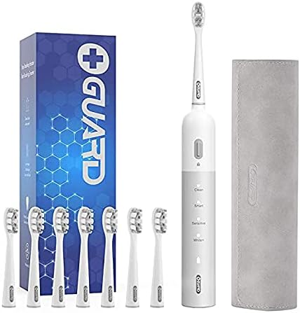 Electric Toothbrush OGUARD Sonic Toothbrush with 8 Replacement Soft Heads Smart Modes Electric Toothbrush for Adults with IPX7 Waterproof Sonic Electric Toothbrush with Travel Case Travel Bag