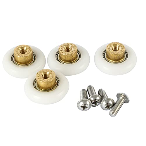 4Set 19/23/25/27Mm Shower Door Rollers Runners Wheels Brass Single Door Rollers Sliding Door Wheel Runner Pulley Shower Parts Replacement (Nylon, 19Mm) #TOP1