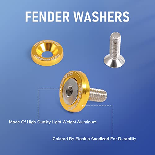 Image of JDMSPEED 20 Pcs Gold CNC Billet Aluminum Fender Washer Engine Bay Dress Up Kit