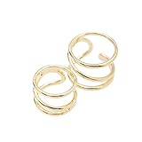 Spinningdaisy Spiral Wrap Around Ring and Midi Fashion Ring Set (Gold-Plated-Base)