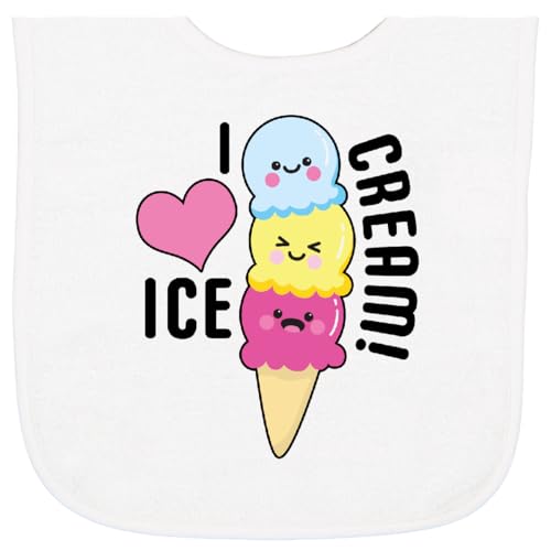 inktastic I Love Ice Cream with Cute Ice Cream Cone Baby Terry Cloth Bib