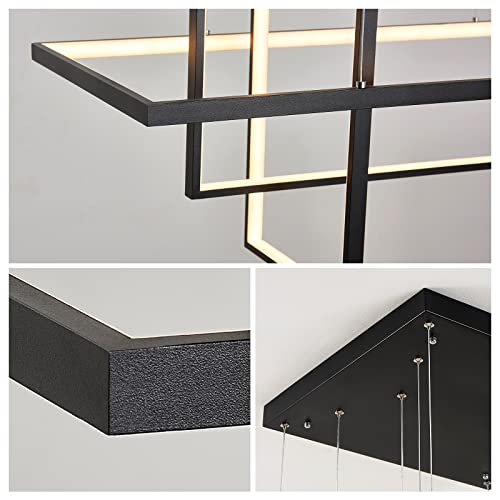 Leniure Black Square Cube Led Light Pendant Lamp Chandelier Lighting Fixture 34" Wide 16" Deep 20" High, Warm White 3000K #TOP4