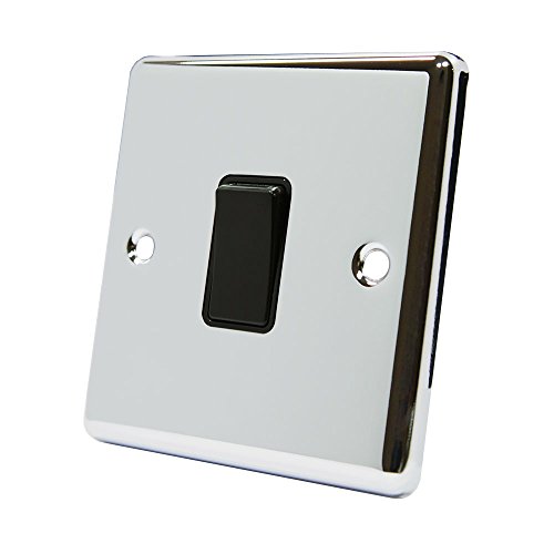 AET CPC1GSWIBL 1 Gang 2 Way 10 A Classical Chrome Polished Black Insert Plastic Rocker Light Switch