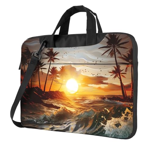 Palm Trees Ocean Waves�T���Z�b�g���b�v�g�b�v�o�b�O ���f�B�[�X �����Y ���b�v�g�b�v�P�[�X �X���[�u �r�W�l�X ���s �u���[�t�P�[�X ���b�Z���W���[�o�b�O, �u���b�N///�z���C�g, 14 inch