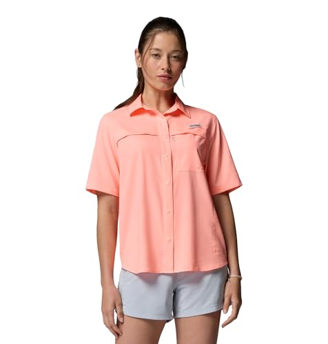 Columbia Women's PFG Castback Woven Short Sleeve, Tiki Pink, X-Large - image 1