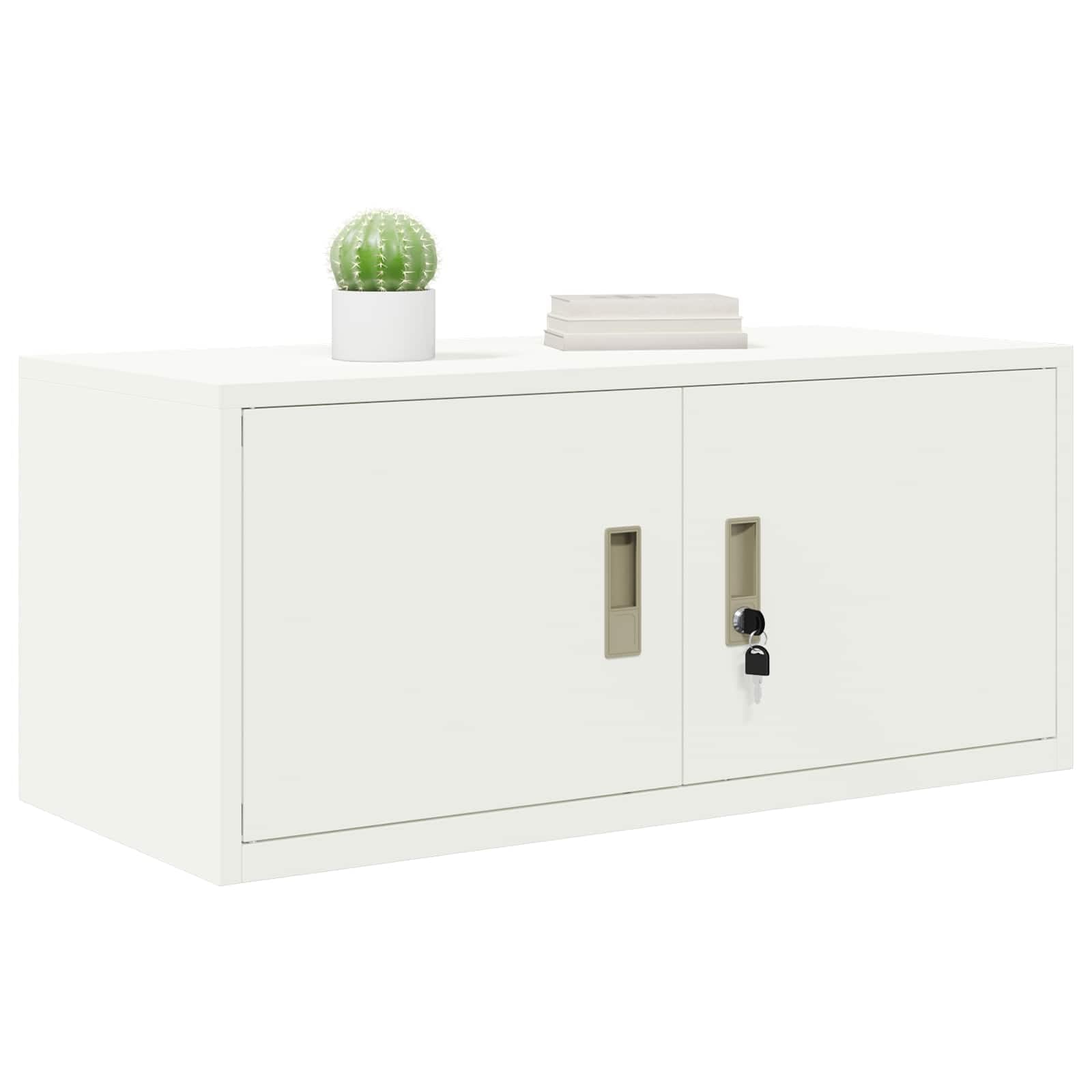 vidaXL Armoire de Rangement Blanc 90 x 40 x 40 cm Acier, Armoire de Bureau Moderne, en Acier rectangulaire, fermant à clé, Espace généreux, Meuble Industriel, Solution Robuste