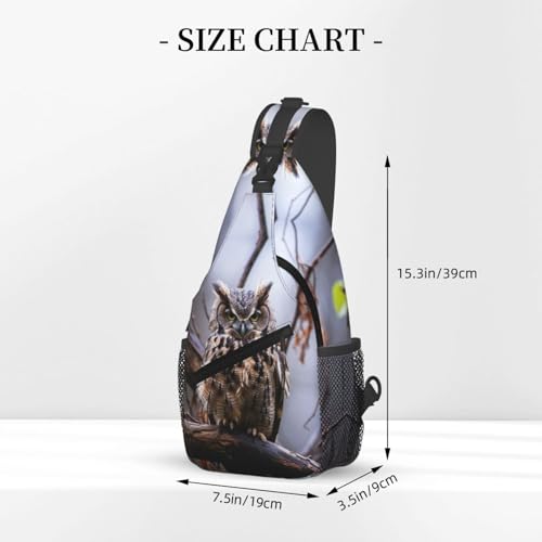 Mochila cruzada Owl on a branch color negro miniatura 2