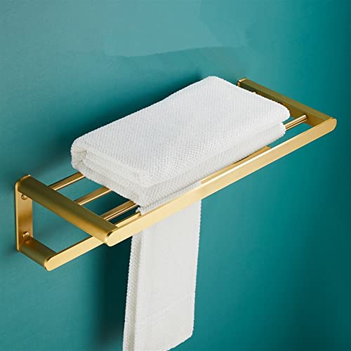 Porte-serviettes de salle de bain en alu brossé et étagère d'angle murale