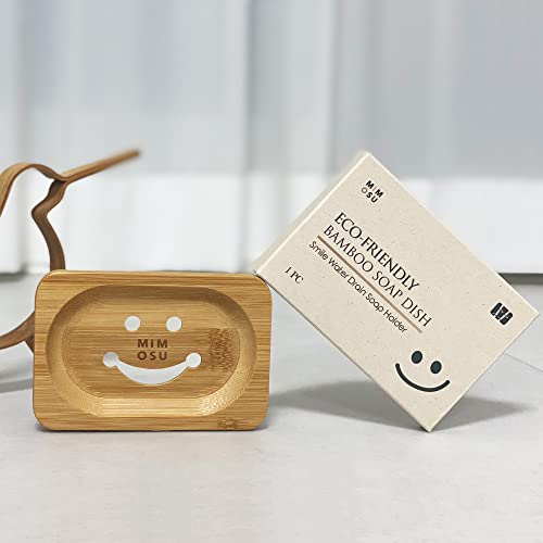 Bamboo Soap Dish With Drain - Mimosu Rice Water Shampoo Bar Holder For Soap Saver, Natural Wood Soap Tray Bar Soap Container, Bathroom Accessories, Eco Friendly, Zero Waste #TOP4