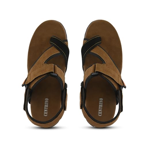 Image of Centrino Men's Sandals | Stylish Strap Sandal with Grip Insole | Adjustable Velcro Strap | Cushioned Footbed | Rubber Sole| Comfortable Casual Footwear for Office, Travel & Walking (9584)