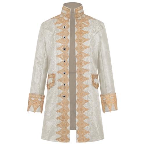 Abrigo de noche retro clásico con cuello alto para eventos Cosplay y fiestas de disfraces Halloween, beige, L