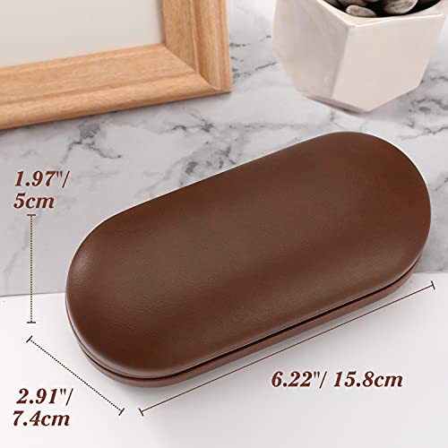 Image of MoKo Double Eyeglass Case, Contact Lens Case with Mirror Tweezers Remover, 2 in 1 Double Sided Portable Contact Lens Box Holder Container Soak Storage Kit Sunglasses Pouch for Men & Women, Brown