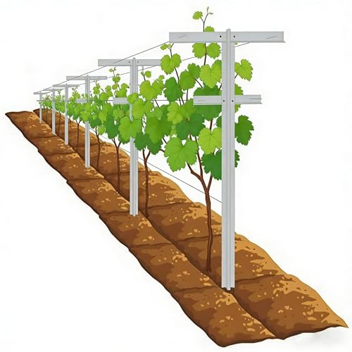MRGARDEN 5-Feet Grape Vine Trellis 2packs for Raspberry Grape Vines Outdoor Climbing Plants Heavy Duty Fiberglass Stake Vineyard Trellis Rust-Proof Easy to Install Garden Trellis