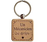 Porte-Clés en Bois Gravé Personnalisé - Idée Cadeau Mécanicien...