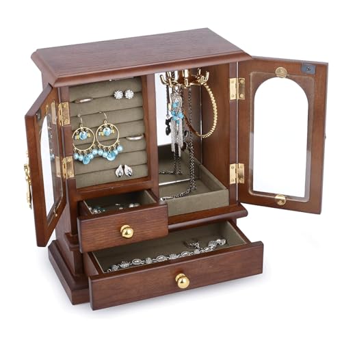 Boîte à Bijoux Organisateur en Bois pour Ranger Vos Boucles d'oreilles sur la Coiffeuse