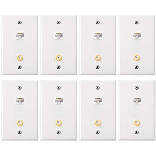 Prise murale RJ45 Cat 6 avec connecteur coaxial plaqué or Weewooday