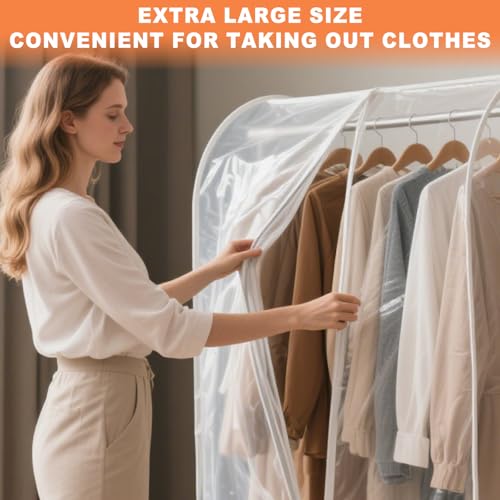 EXLECO Abdeckung für Kleiderständer 150 * 150 * 50 cm Große Kleiderschutzhülle Transparent Plastik Staubschutz Abdeckung mit 2 Reissverschlüsse Kleidersäcke Anti-Staub Schutzhülle für Kleiderstange