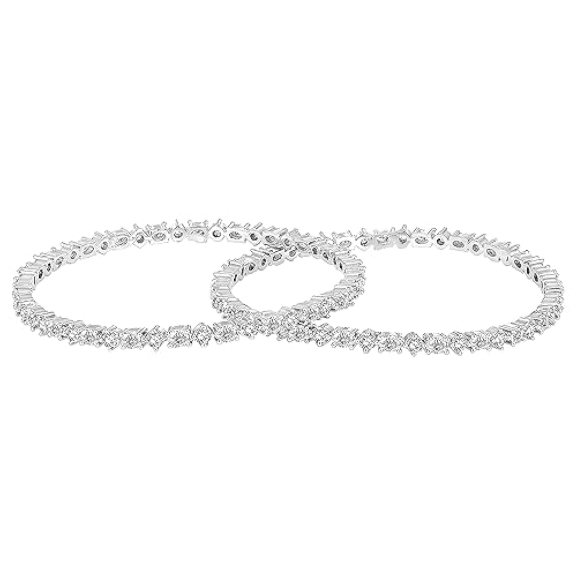 Silver Plated White Cubic Zirconia Studded Fancy Bangle Set