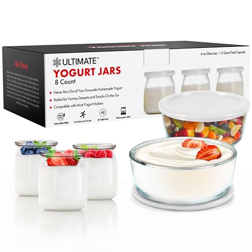 Ultimate Yogurt Jars Yogurt Containers Bundl, Comes With 8 Extra Jars & 2 Extra Containers, Make Trillions of Live Probiotics from Home & Make Greek Yogurt