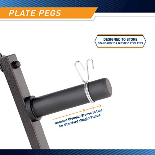 Marcy 6-Peg Olympic Weight Plate Tree and Vertical bar Holder Storage Rack Organizer for Home Gym PT-5757 , Black by MARCY - Image 3