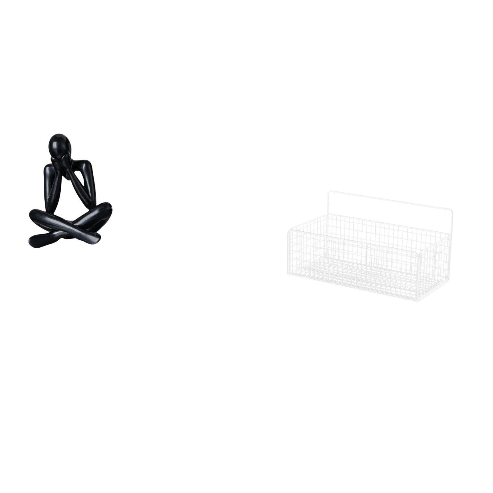 Modern Abstract Sculpture Ornament for Living Room Bookshelf Home Decor with Floating Shelves Metal Wire Storage Basket Organizer-image-7