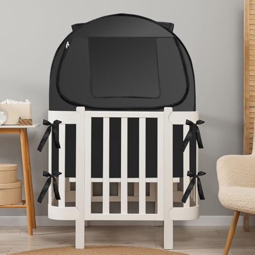 Image of L RUNNZER Blackout Sleep Tent, Pack N Play Blackout Cover to Block 90% of Light, Portable Pop Up Travel Essential Pack N Play Cover