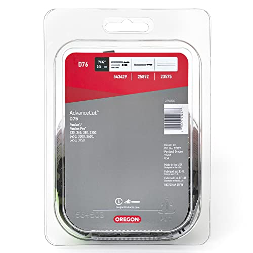Oregon D76 AdvanceCut Replacement Chainsaw Chain for 22" Guide Bars, 76 Drive Links, Pitch: 3/8", .050" Gauge, Fits Poulan by Oregon - Image 4