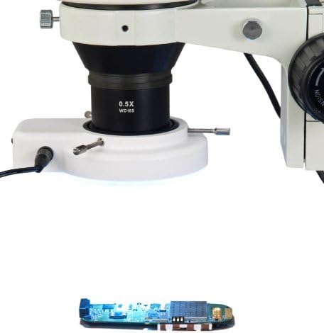 OMAX 3.5X-90X Zoom Trinocular Dual-Bar Boom Stand Stereo Microscope with 144 LED Ring Light