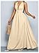 Floerns Women's Elegant Deep V Neck Halter Dress Sleeveless Backless Flowy Maxi Dresses Apricot Large