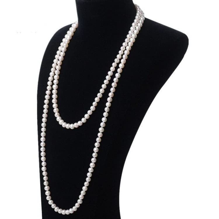 1920s Flapper Faux Pearls Long Beaded Necklace, Gatsby Ballgown Cosplay Necklace, Old School Vintage Layered Pearls Necklace for Women Prom Jewelry4