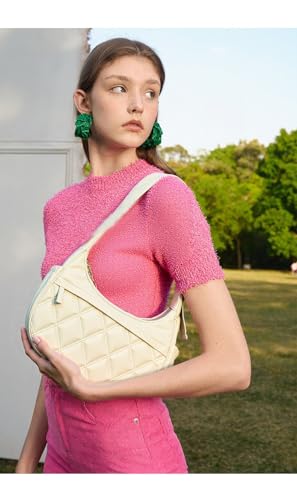 Image of JANKS Small Puffer Crescent Shoulder Bag for Women, Nylon Quilted Puffy Crossbody Purse, Cute Hobo Shoulder Handbags