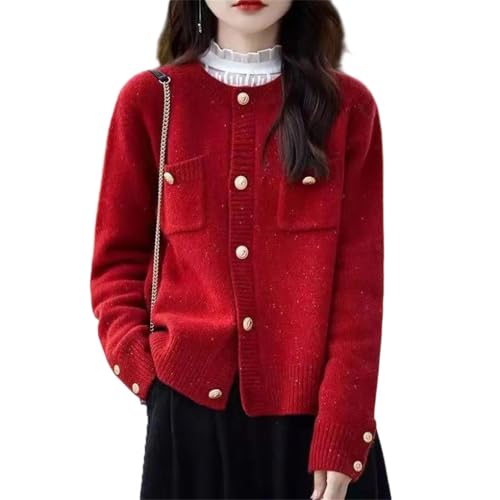 Veste pull à col rond tricot femme manches longues chaud vêtement d'hiver chic