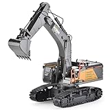 HNR 22 Channel 1:14 Remote Control Excavator Toy with Metal Shovel, Turns 680 Degree, RC Excavator, 2.4Ghz,Lighting Sound Effects Upgraded Charging, Automatic Digging,rc Excavator for Adults